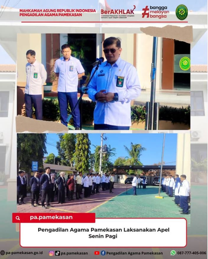 Tingkatkan Kinerja dan Kedisiplinan: Pengadilan Agama Pamekasan Gelar Apel Pagi
